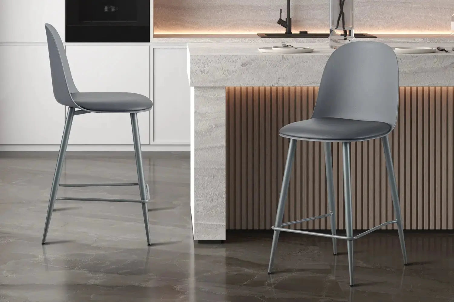 Chaise de Bar JASMYN Gris - 44 x 51 cm ROUSSEAU