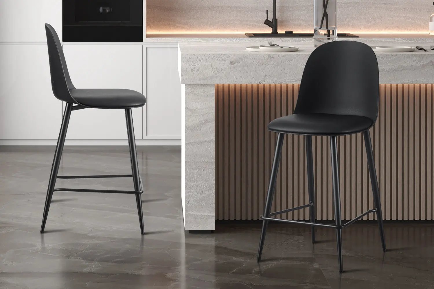 Chaise de Bar JASMYN Noir - 44 x 51 cm ROUSSEAU