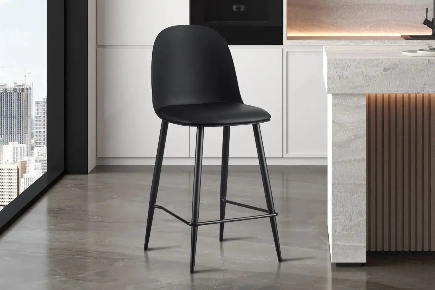 Chaise de Bar JASMYN Noir - 44 x 51 cm ROUSSEAU
