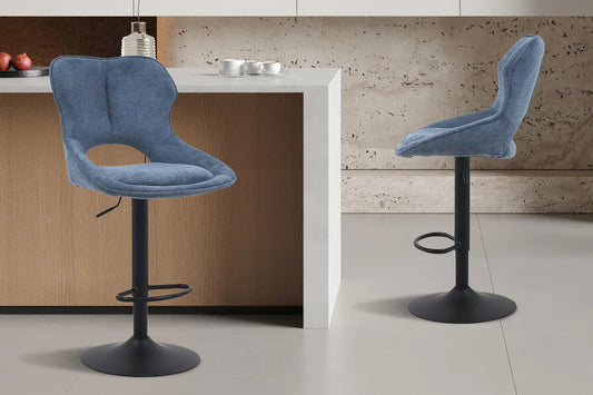 Chaise de Bar Pivotante MORY en Tissu Bleu - 51 x 53 cm ROUSSEAU