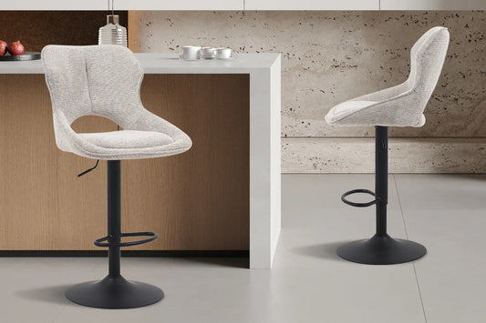 Chaise de Bar Pivotante MORY en Tissu Gris clair - 51 x 53 cm ROUSSEAU