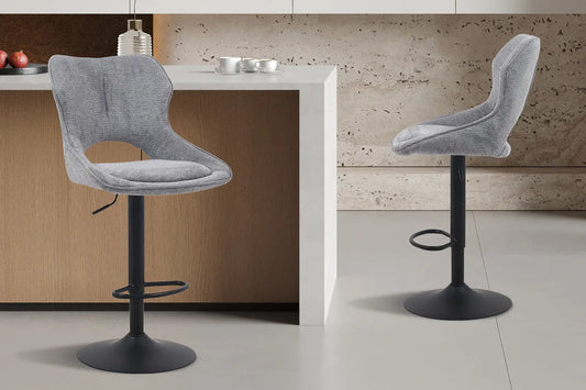 Chaise de Bar Pivotante MORY en Tissu Gris foncé - 51 x 53 cm ROUSSEAU