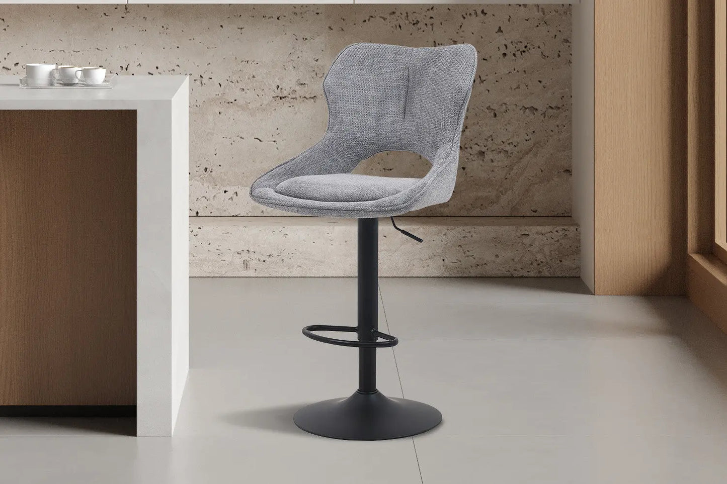 Chaise de Bar Pivotante MORY en Tissu Gris foncé - 51 x 53 cm ROUSSEAU