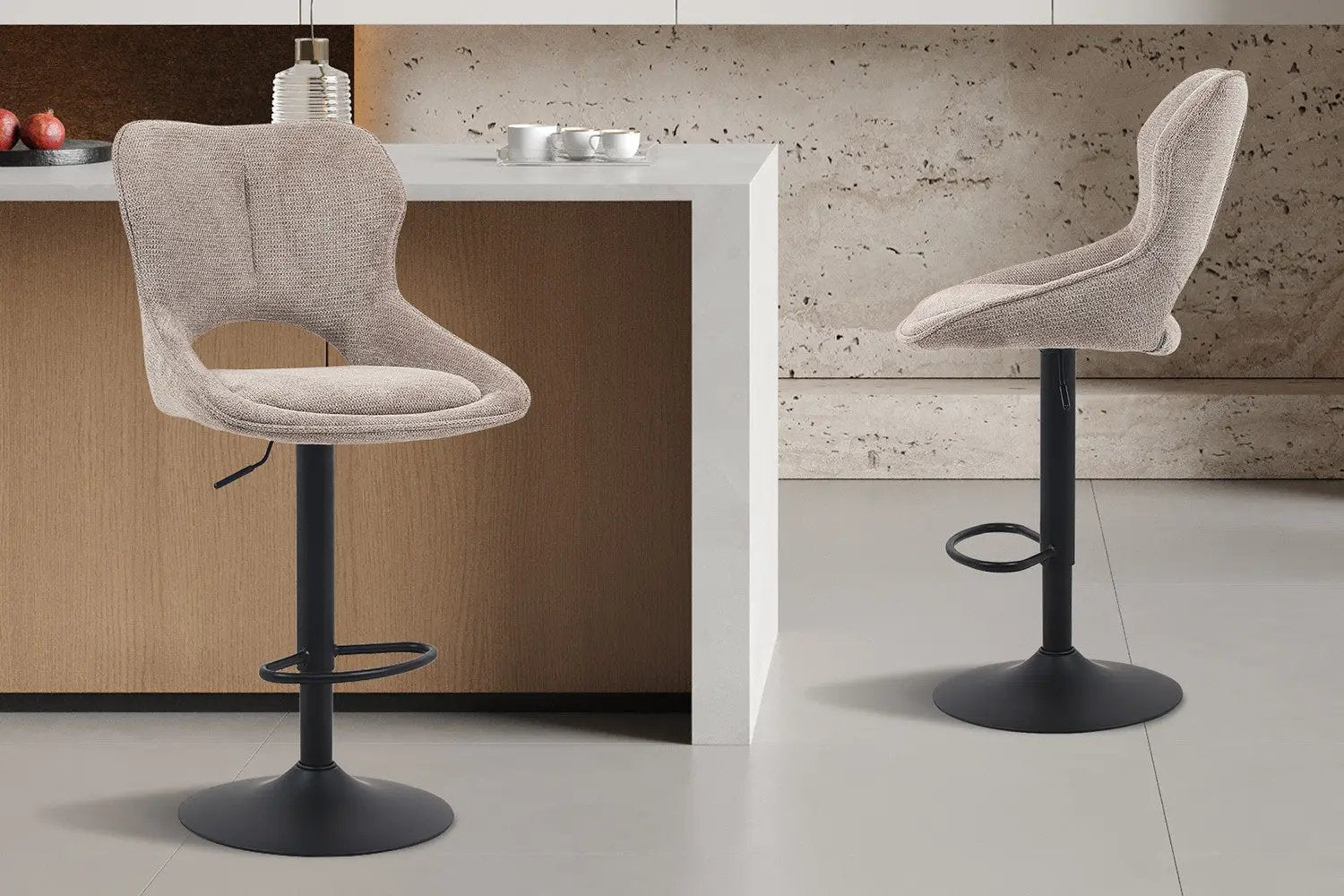 Chaise de Bar Pivotante MORY en Tissu Poivre - 51 x 53 cm ROUSSEAU