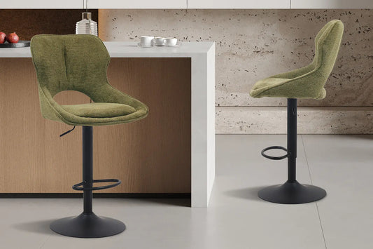 Chaise de Bar Pivotante MORY en Tissu Vert - 51 x 53 cm ROUSSEAU