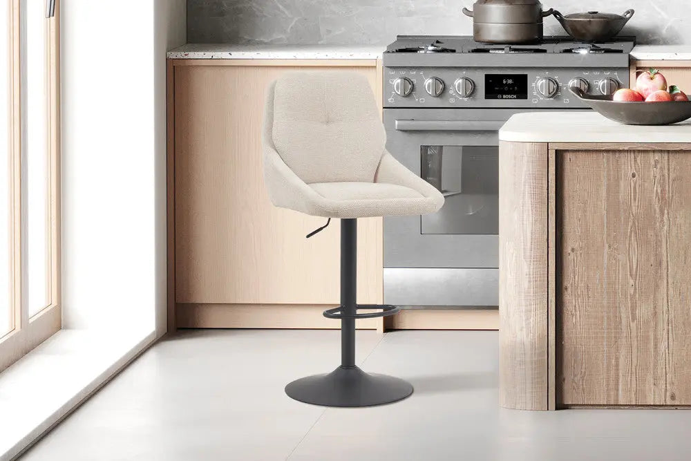 Chaise de Bar Pivotante SABA en Tissu Ecru - 50 x 60 cm ROUSSEAU