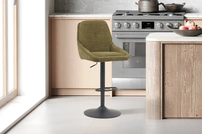 Chaise de Bar Pivotante SABA en Tissu Vert - 50 x 60 cm ROUSSEAU