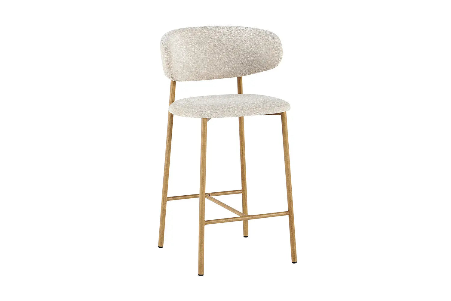 Chaise de Bar Tissu Beige avec Pieds Naturels COYA - 51 x 50 cm ROUSSEAU