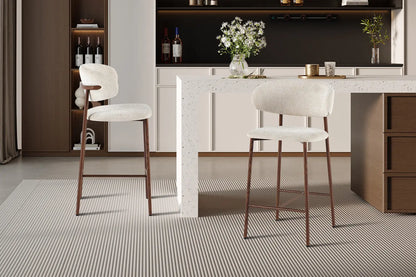 Chaise de Bar Tissu Beige avec Pieds Noyer COYA - 51 x 50 cm ROUSSEAU