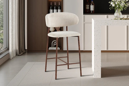 Chaise de Bar Tissu Beige avec Pieds Noyer COYA - 51 x 50 cm ROUSSEAU