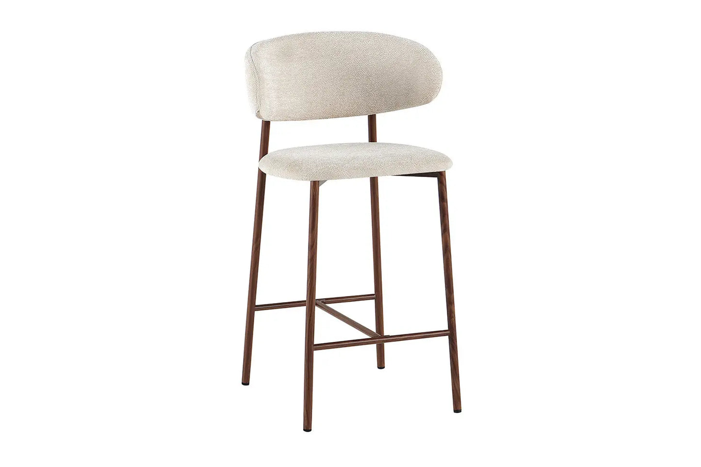 Chaise de Bar Tissu Beige avec Pieds Noyer COYA - 51 x 50 cm ROUSSEAU