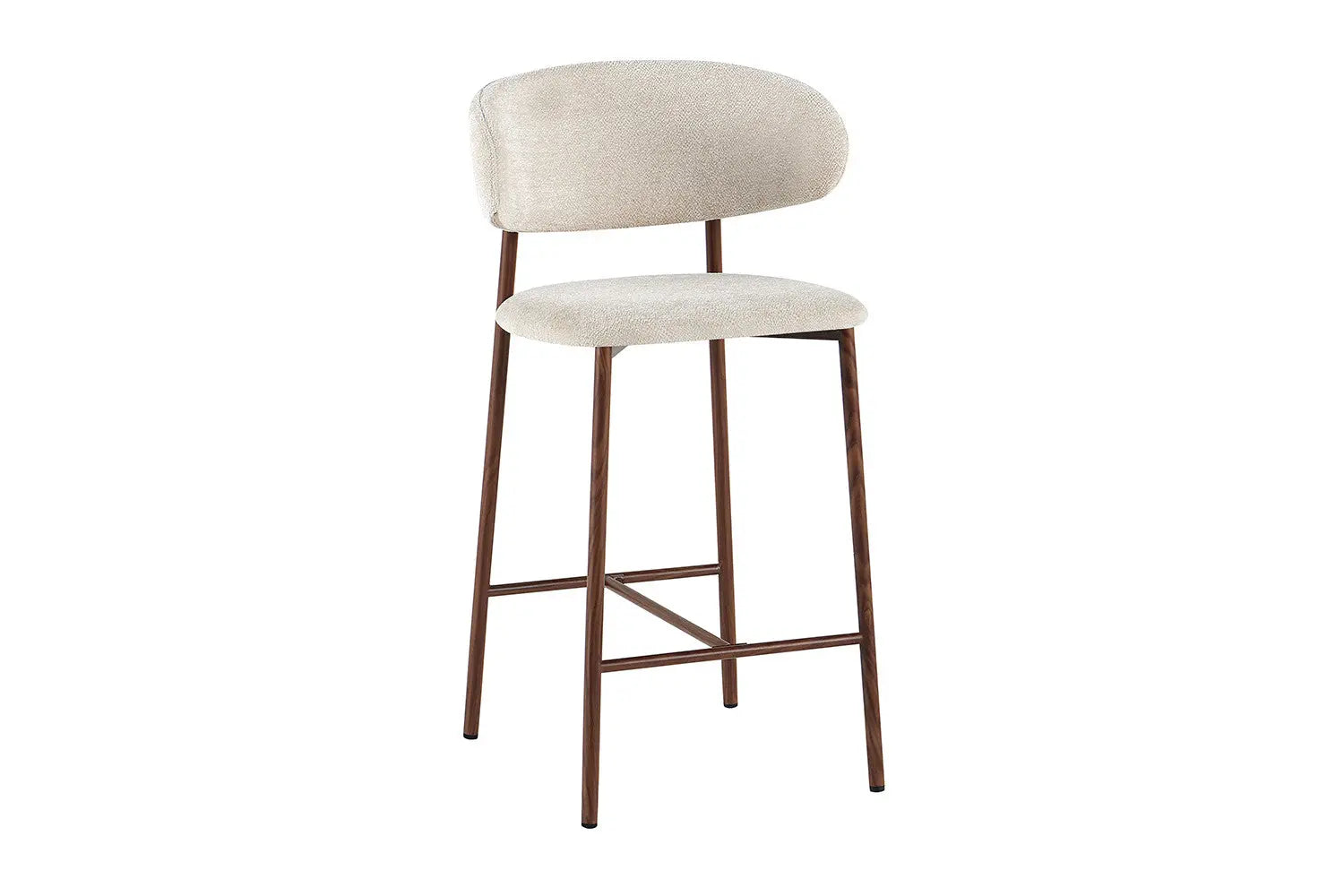 Chaise de Bar Tissu Beige avec Pieds Noyer COYA - 51 x 50 cm ROUSSEAU