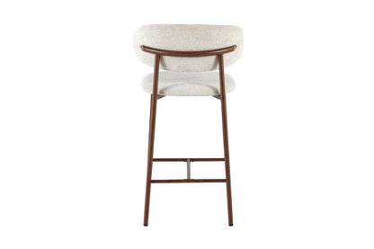 Chaise de Bar Tissu Beige avec Pieds Noyer COYA - 51 x 50 cm ROUSSEAU