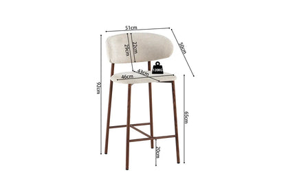 Chaise de Bar Tissu Beige avec Pieds Noyer COYA - 51 x 50 cm ROUSSEAU