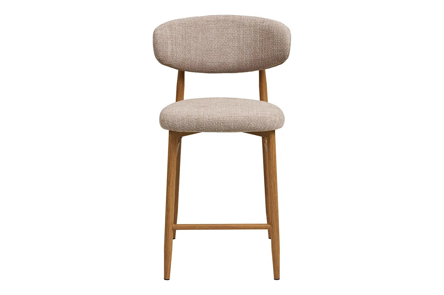 Chaise de Bar Tissu Sable avec Pieds Bois Chêne LEVANTO - 52 x 55 cm ROUSSEAU