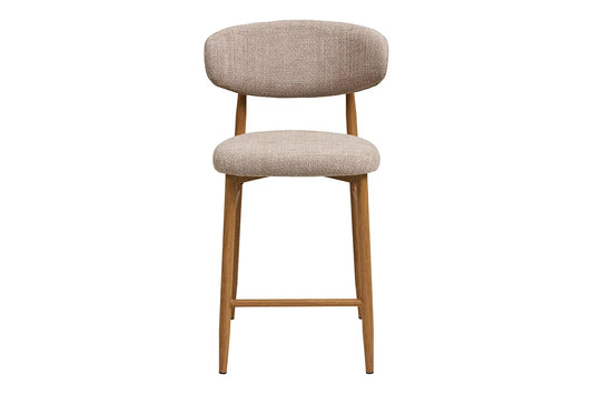 Chaise de Bar Tissu Sable avec Pieds Bois Chêne LEVANTO - 52 x 55 cm ROUSSEAU