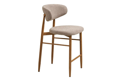 Chaise de Bar Tissu Sable avec Pieds Bois Chêne LEVANTO - 52 x 55 cm ROUSSEAU