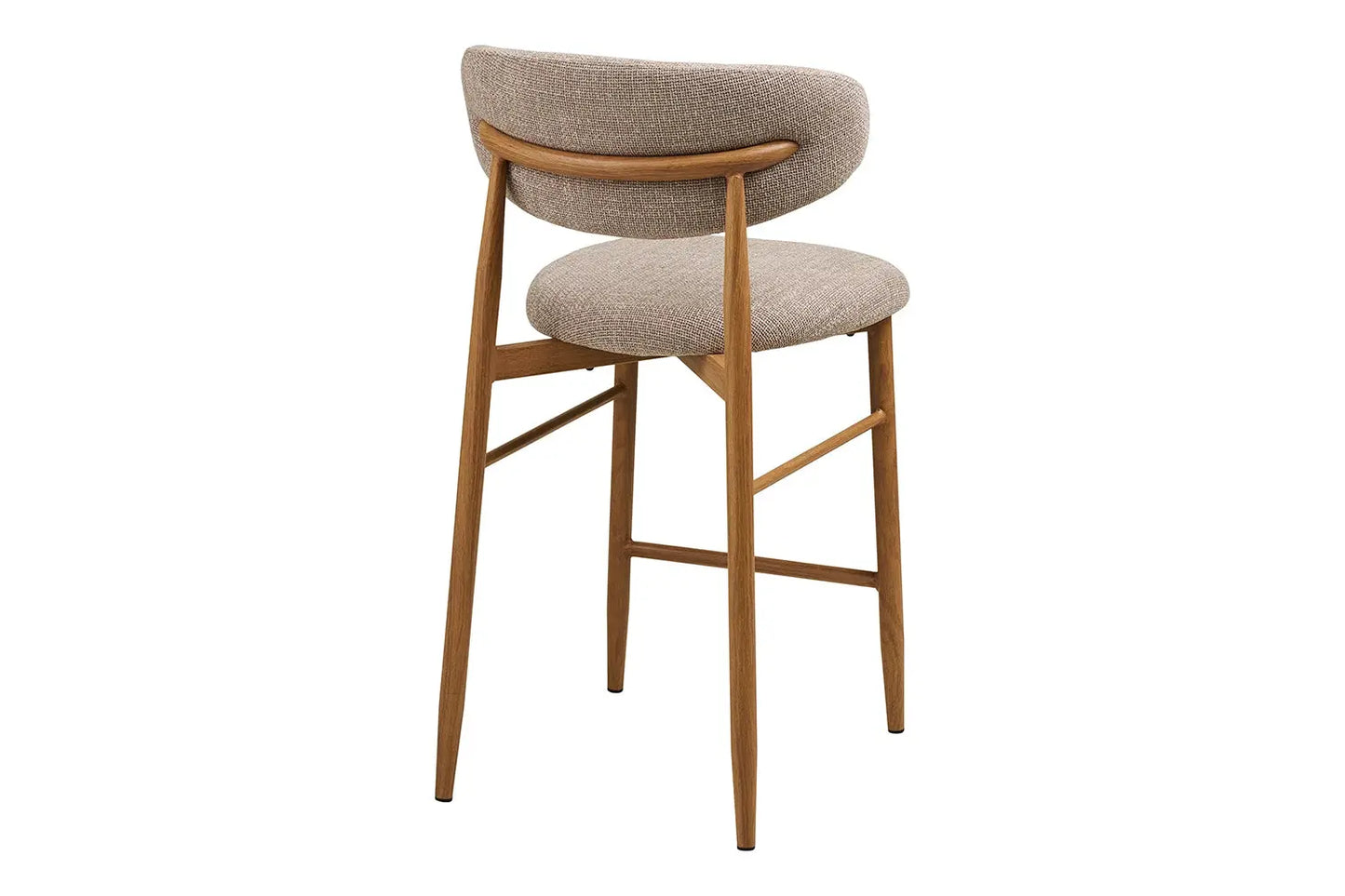 Chaise de Bar Tissu Sable avec Pieds Bois Chêne LEVANTO - 52 x 55 cm ROUSSEAU