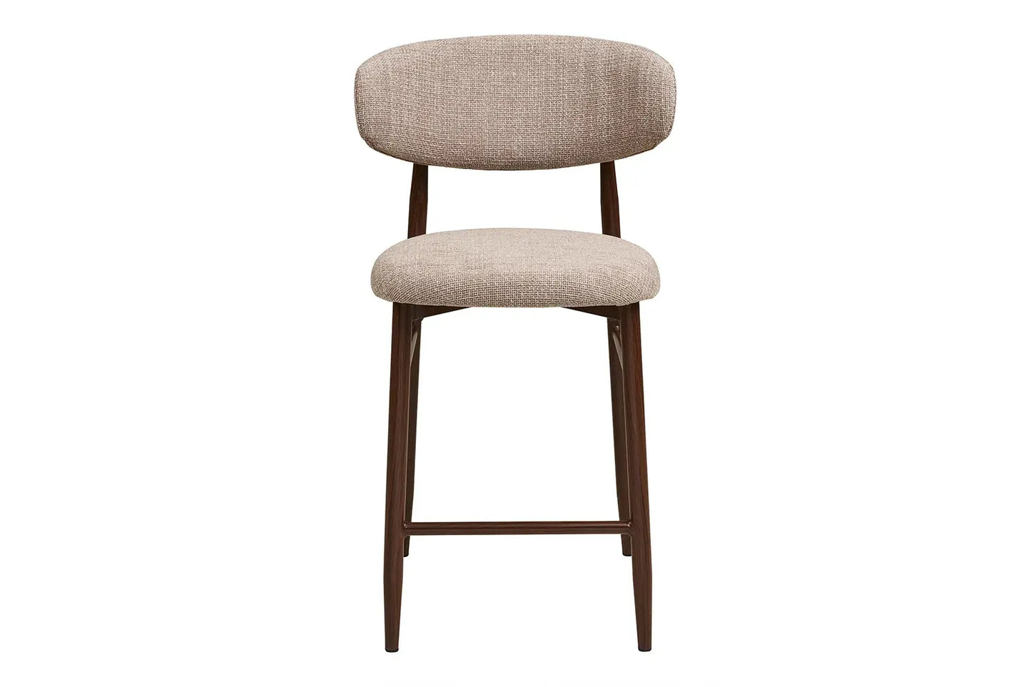 Chaise de Bar Tissu Sable avec Pieds Métal Bois Noyer LEVANTO - 52 x 55 cm ROUSSEAU