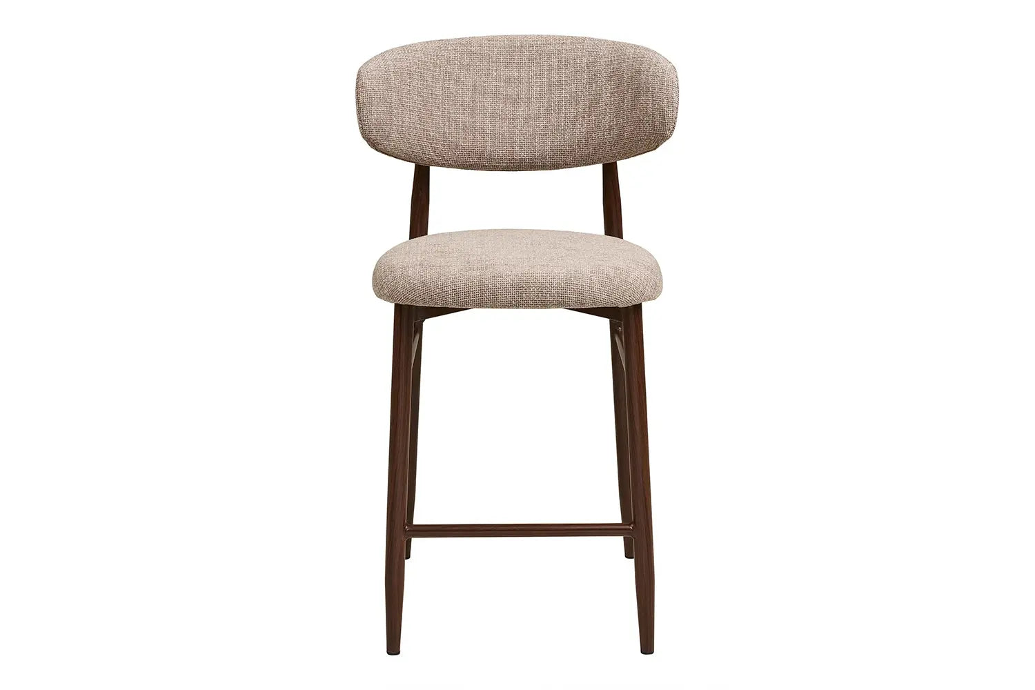 Chaise de Bar Tissu Sable avec Pieds Métal Bois Noyer LEVANTO - 52 x 55 cm ROUSSEAU