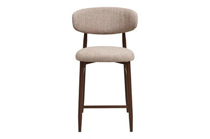 Chaise de Bar Tissu Sable avec Pieds Métal Bois Noyer LEVANTO - 52 x 55 cm ROUSSEAU