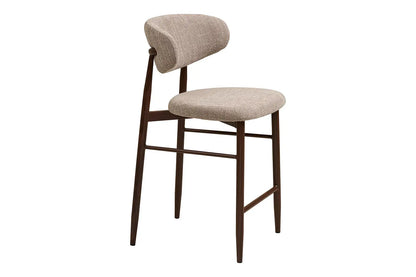 Chaise de Bar Tissu Sable avec Pieds Métal Bois Noyer LEVANTO - 52 x 55 cm ROUSSEAU