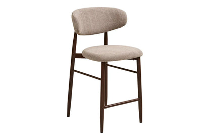 Chaise de Bar Tissu Sable avec Pieds Métal Bois Noyer LEVANTO - 52 x 55 cm ROUSSEAU