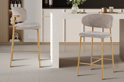 Chaise de Bar Tissu Sable avec Pieds Naturels COYA - 51 x 50 cm ROUSSEAU