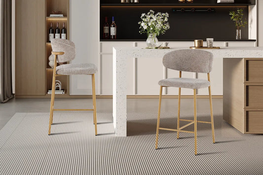 Chaise de Bar Tissu Sable avec Pieds Naturels COYA - 51 x 50 cm ROUSSEAU