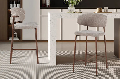 Chaise de Bar Tissu Sable avec Pieds Noyer COYA - 51 x 50 cm ROUSSEAU