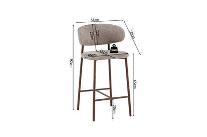 Chaise de Bar Tissu Sable avec Pieds Noyer COYA - 51 x 50 cm ROUSSEAU