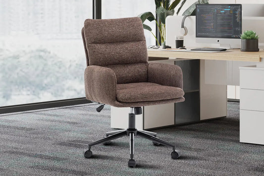 Chaise de Bureau en Tissu Brun - 64 x 68 cm ROUSSEAU