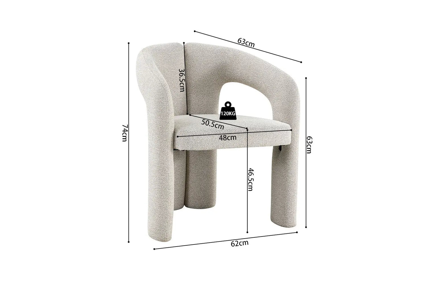 Chaise de Salle à Manger BEJAYA en Tissu Beige - 63 x 62 cm ROUSSEAU