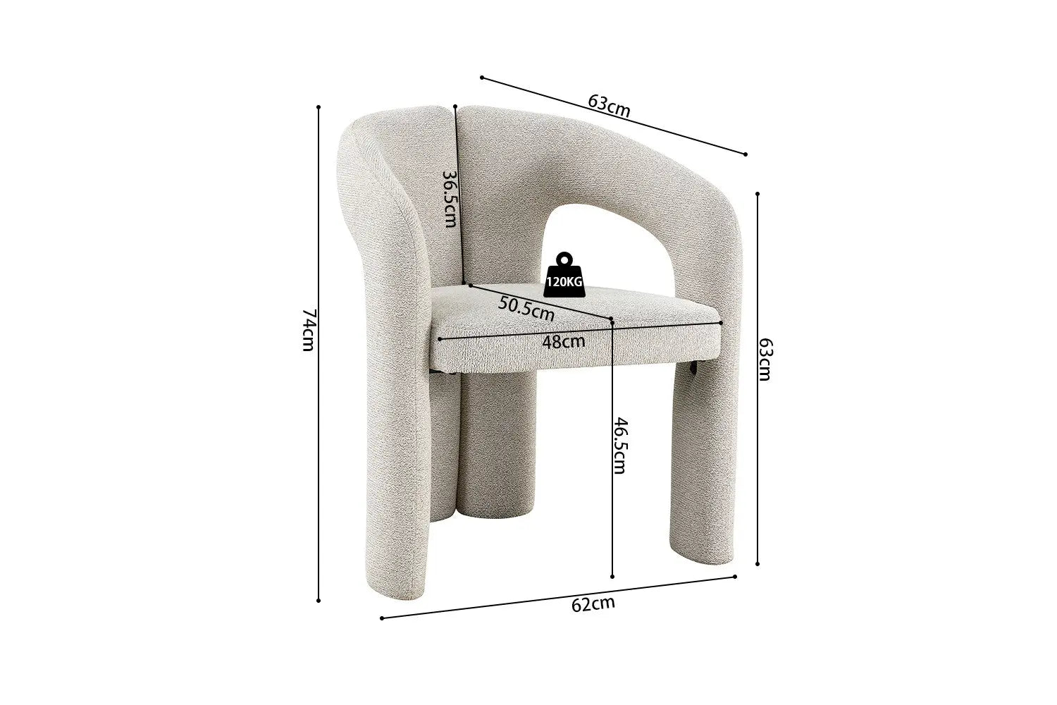 Chaise de Salle à Manger BEJAYA en Tissu Beige - 63 x 62 cm ROUSSEAU