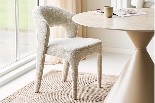 Chaise de Salle à Manger BELMONT en Tissu Sable - 57 x 61 cm HOUSE NORDIC