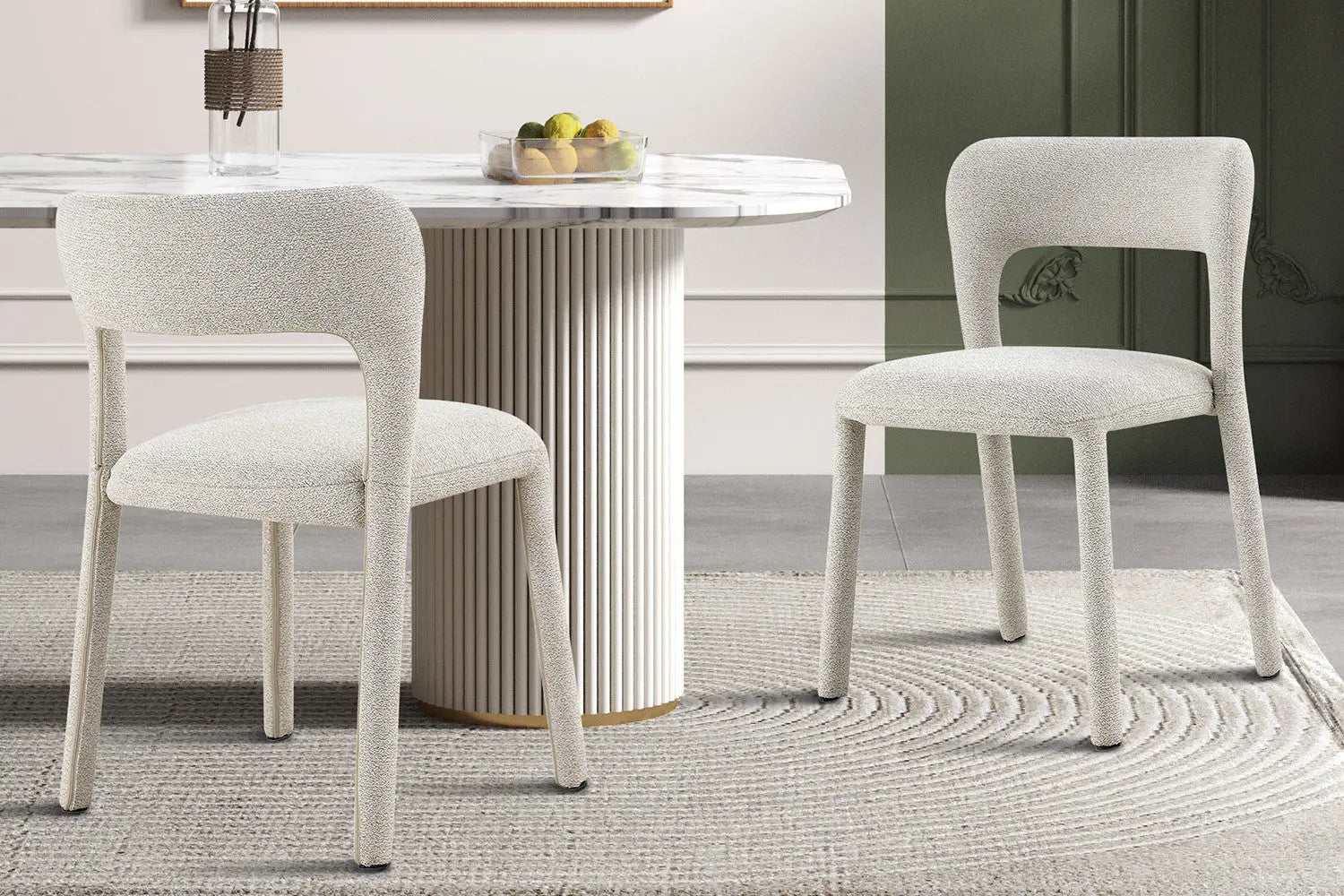 Chaise de Salle à Manger ELVYA en Tissu Beige - 51.5 x 57 cm ROUSSEAU