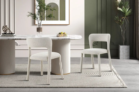 Chaise de Salle à Manger ELVYA en Tissu Beige - 51.5 x 57 cm ROUSSEAU