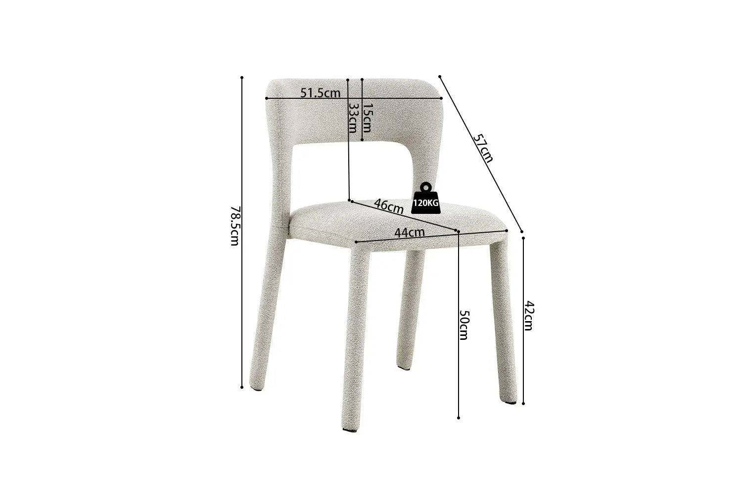 Chaise de Salle à Manger ELVYA en Tissu Beige - 51.5 x 57 cm ROUSSEAU