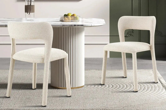 Chaise de Salle à Manger ELVYA en Tissu Ecru - 51.5 x 57 cm ROUSSEAU