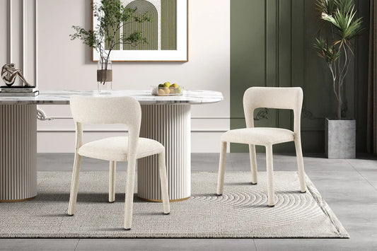 Chaise de Salle à Manger ELVYA en Tissu Ecru - 51.5 x 57 cm ROUSSEAU