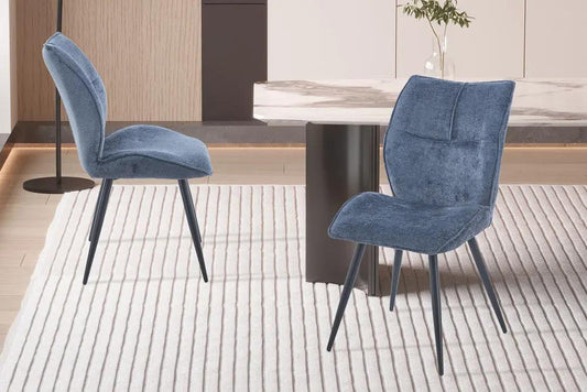 Chaise de Salle à Manger FAY en Tissu Bleu - 49 x 65 cm ROUSSEAU