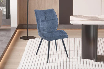 Chaise de Salle à Manger FAY en Tissu Bleu - 49 x 65 cm ROUSSEAU