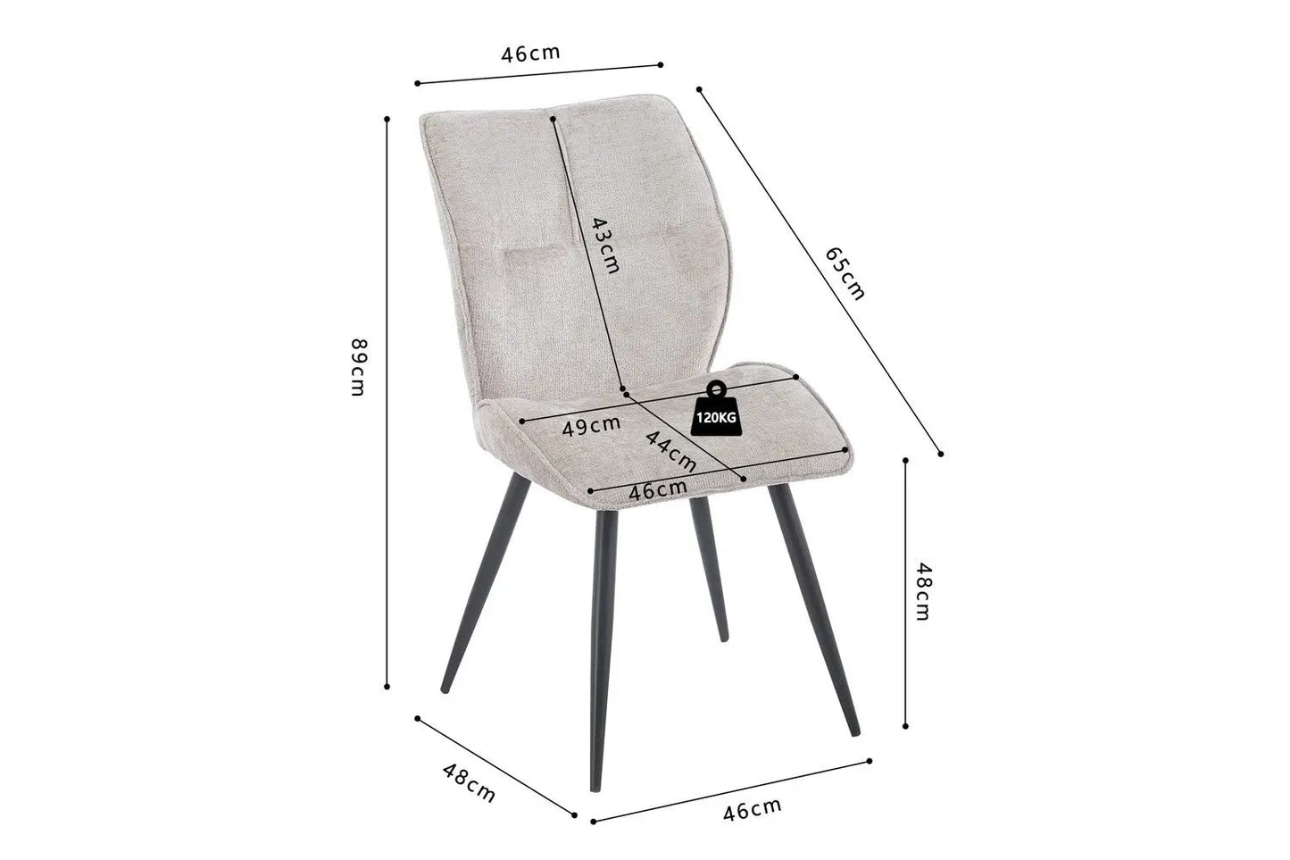 Chaise de Salle à Manger FAY en Tissu Sable - 49 x 65 cm ROUSSEAU