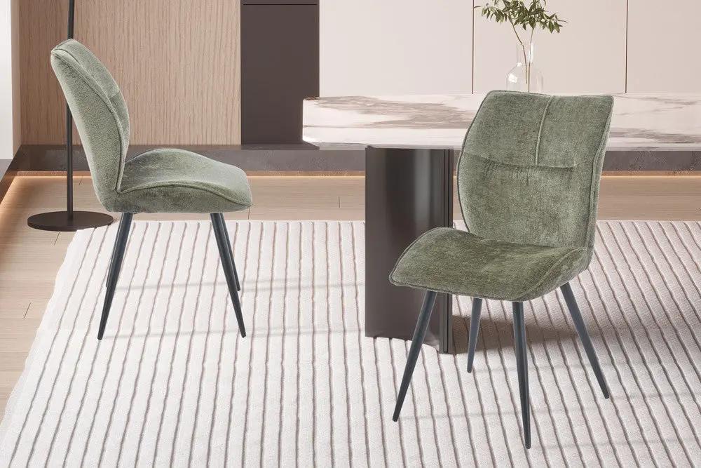 Chaise de Salle à Manger FAY en Tissu VERT - 49 x 65 cm ROUSSEAU