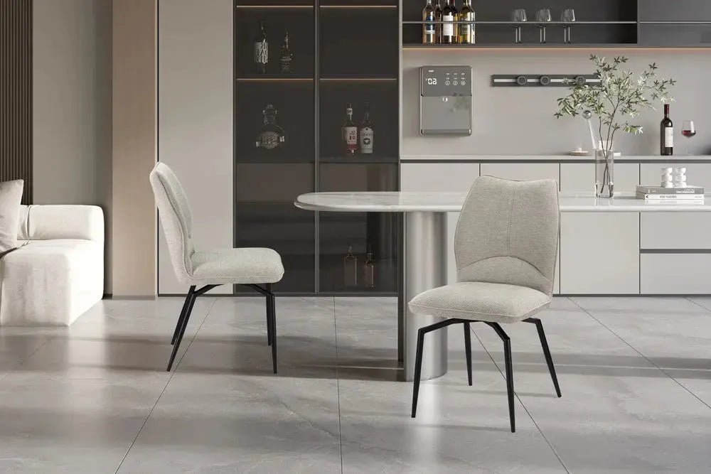 Chaises de Salle à Manger LYARA en Tissu Ecru - 45.5 x 60 cm ROUSSEAU