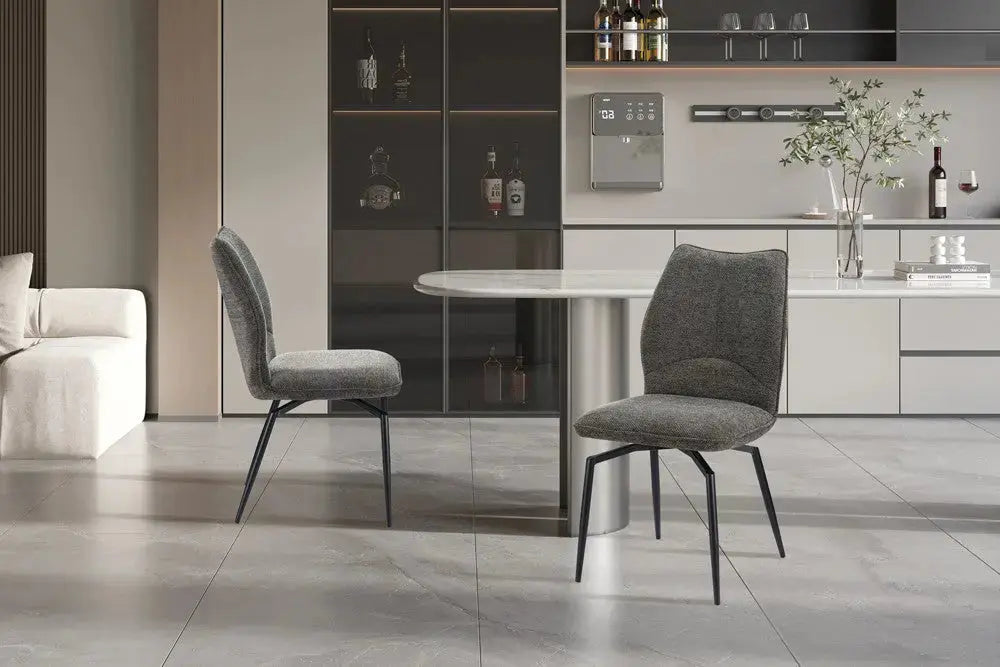 Chaises de Salle à Manger LYARA en Tissu Gris - 45.5 x 60 cm ROUSSEAU