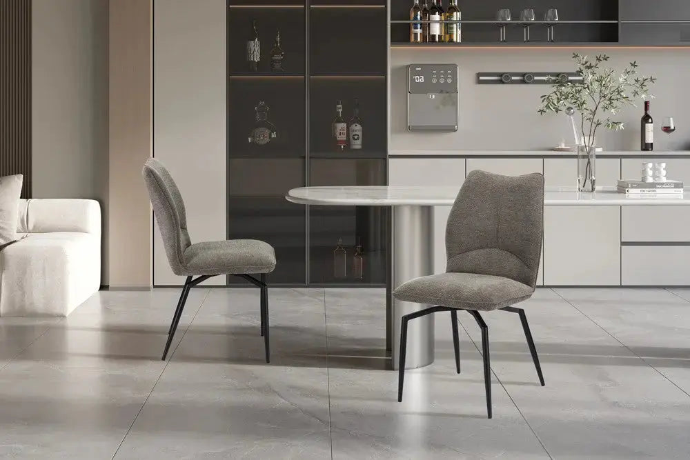 Chaises de Salle à Manger LYARA en Tissu Sable - 45.5 x 60 cm ROUSSEAU
