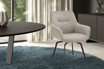 Chaise de Salle à Manger Pivotante MODESTY en Velours Côtelé Beige - 63 x 63 cm ROUSSEAU