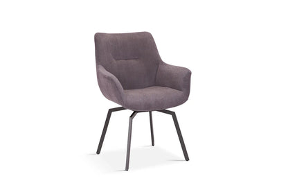 Chaise de Salle à Manger Pivotante MODESTY en Velours Côtelé Gris - 63 x 63 cm ROUSSEAU