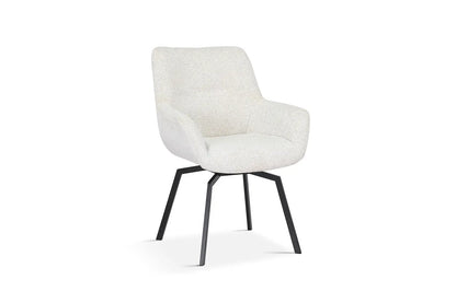 Chaise de Salle à Manger Pivotante MODESTY en Velours Ecru - 63 x 63 cm ROUSSEAU